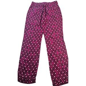Boden geometric drawstring waist pull on pants bright viscose EUC 2 PETITE 2P